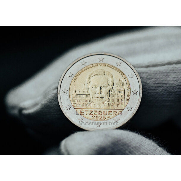 2 euro luxembursko 2025 - 25. výročie nastúpenia henricha na trón - 2 EURO Luxembursko 2025 vodotlač - 2