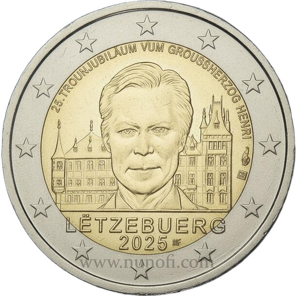 2 euro luxembursko 2025 - 25. výročie nastúpenia henricha na trón - 2 EURO Luxembursko 2025 vodotlač 