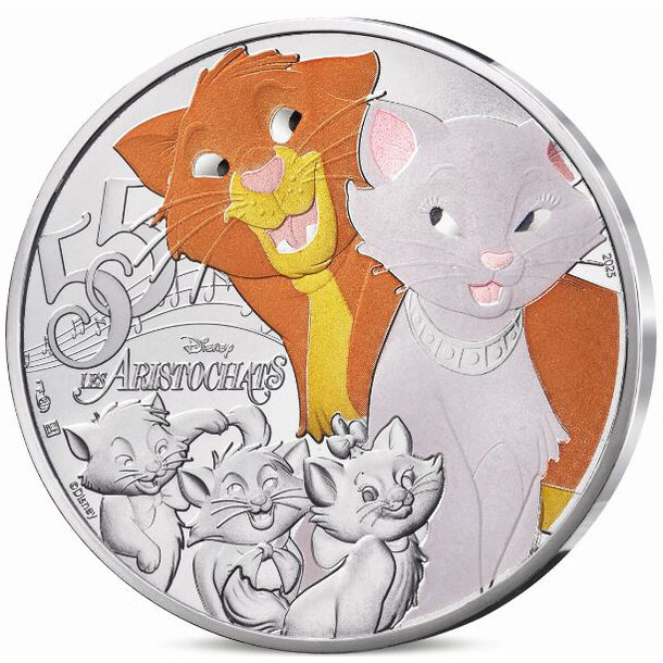 10 euro francúzsko 2025 - aristocats - kolorovaná - 10 euro Francúzsko 2026 - aristocats-kolor -1