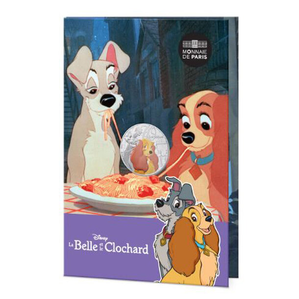 10 euro francúzsko 2025 - lady and the tramp - kolorovaná - 10 euro Francúzsko 2026 - tramp-kolor -3