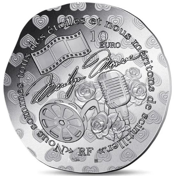 10 euro francúzsko 2026 - marilyn monroe - proof - 10 euro Francúzsko 2026 - marylin monroe -2