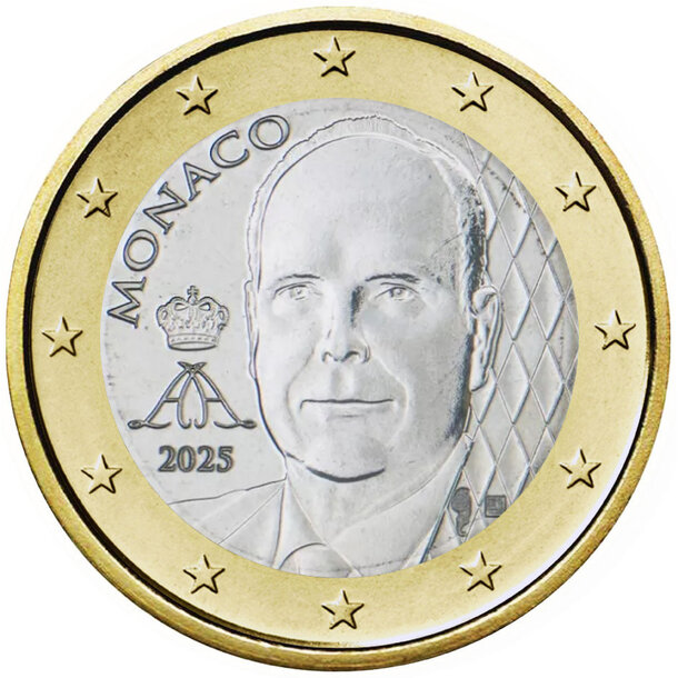 1 euro - obehová minca monako 2025 - 1 euro Monaco 2025-1