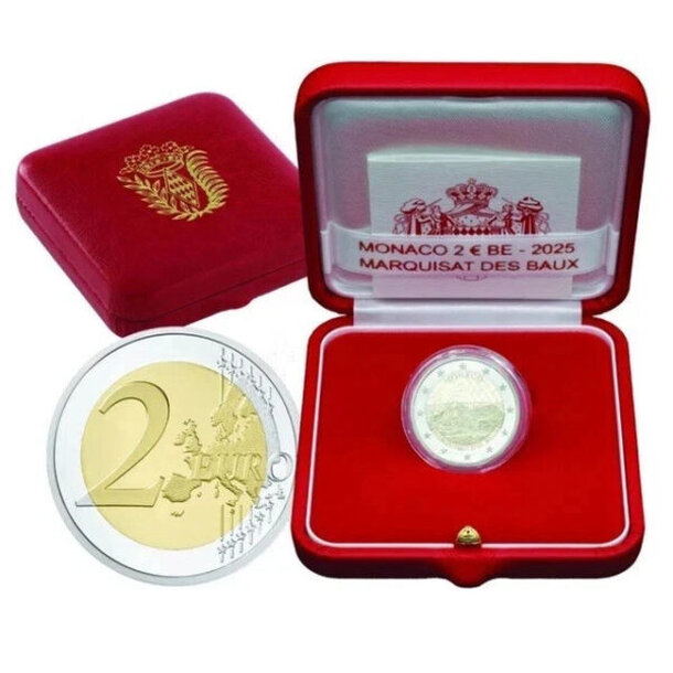 2 euro monako 2025 - markízstvo baux - proof - 2 € Monaco 2025 - Markízstvo Baux - proof-1