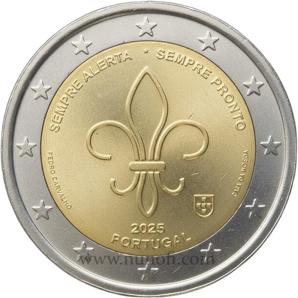 2 euro portugalsko 2025 - skauting - 2 EURO Portugalsko 2025 - Skauting vodotlač v 