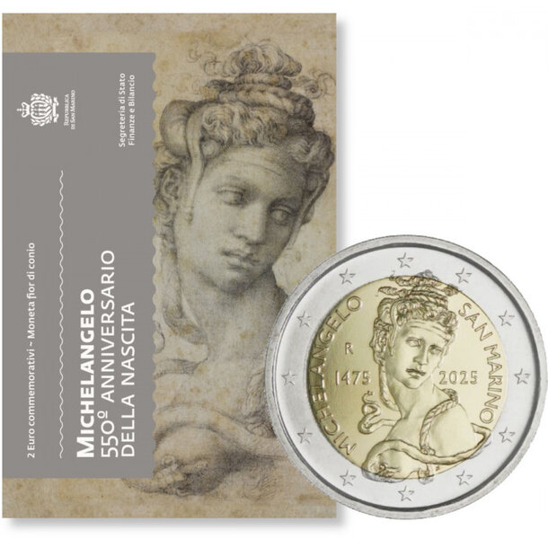 2 euro san marino 2025 - michelangelo - san-marino-2025-2-euro-michelangelo-coincard