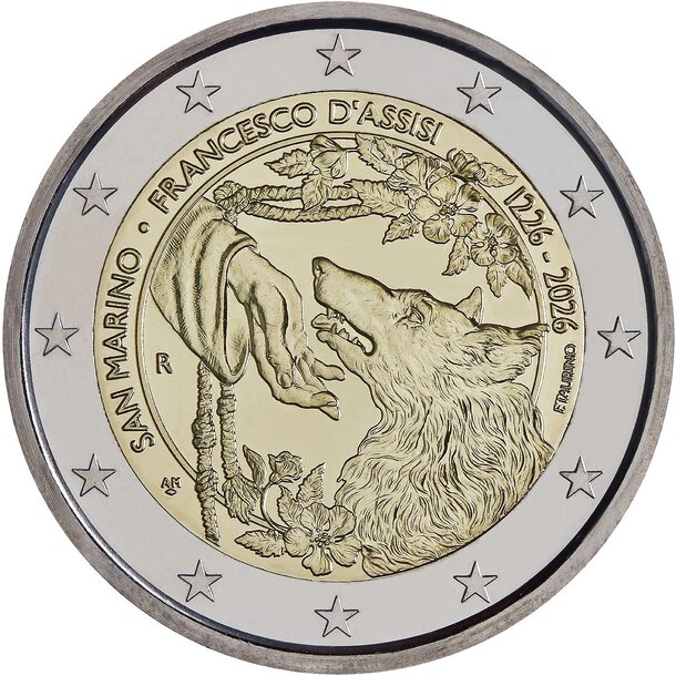 2 euro san marino 2026 - františek z assisi - 2 euro San Marino 2026 - František z Assisi-2