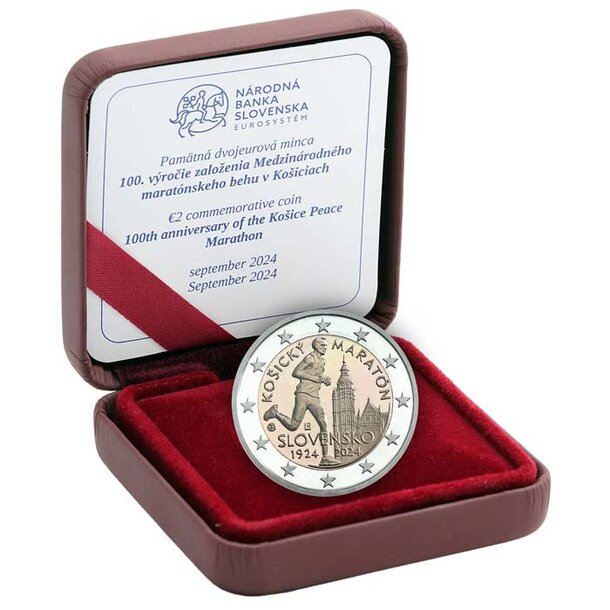 2 euro slovensko 2024 - košický maratón - proof - 2-euro-2024-maraton-proof