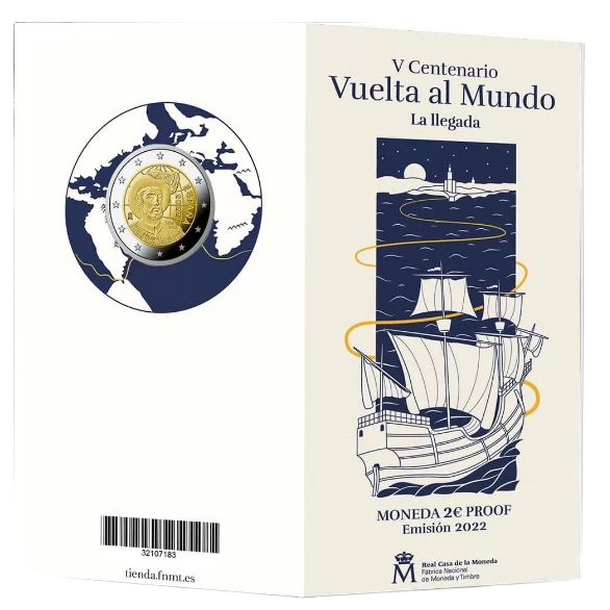 2 euro španielsko 2022 - juan sebastián elcano - proof - 2 € Španielsko 2022-Juan Sebastián Elcano-proof-1