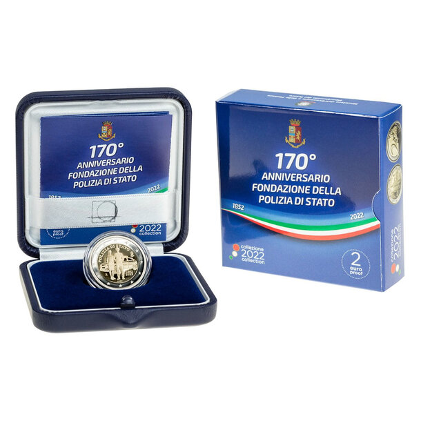 2 euro taliansko 2022 - polícia - proof - taliansko_2_euro_policia_proof_1