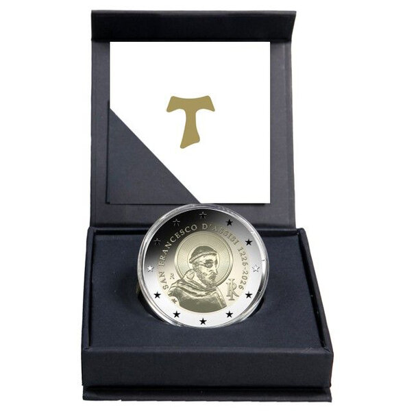 2 euro taliansko 2026 - františek z assisi - reverse proof - 2 euro Taliansko 2026 - František z Assisi - Reverse Proof-1