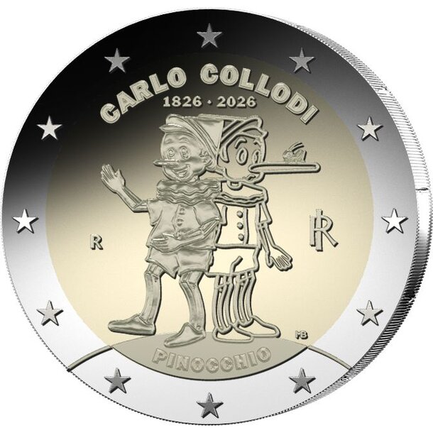 2 euro taliansko 2026 - pinocchio - coincard - 2 euro Taliansko 2026 - Pinocchio - coincard-3