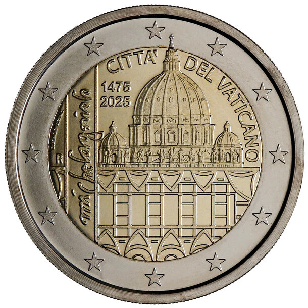 2 euro vatikán 2025 - michelangelo - 2 euro Vatikán 2025 - Michelangelo-2