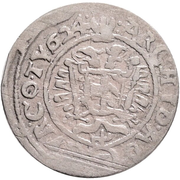 3 grajciar ferdinand ii. 1624 viedeň (w) - 3 Grajciar Ferdinand II. 1624 Viedeň W-4