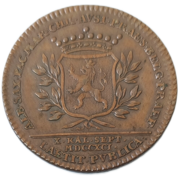 Holdovacia medaila leopold ii. 1791 - Holdovacia medaila Leopold II. 1791 AE Namur-2