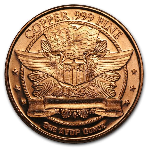 Medená minca mimozemšťania 1 unca - 1oz-copper-fighter-jet-f15-eagle-round-reverse