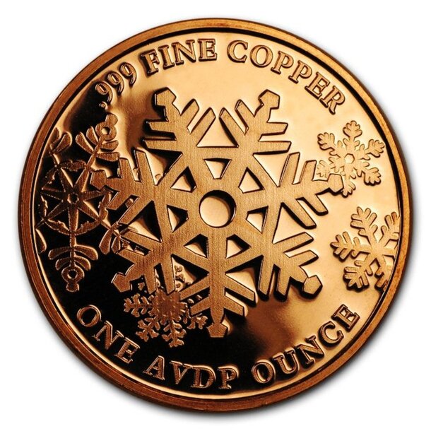 Medená minca snehuliak 1 unca - 1oz-copper-let-it-snow-snowman-round-reverse