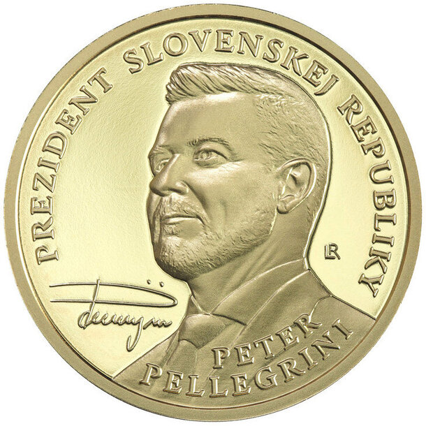 Medaila slovensko 2025 - prezident sr - peter pellegrini (ms) - pellegrini_pozlatena_mosadz_1