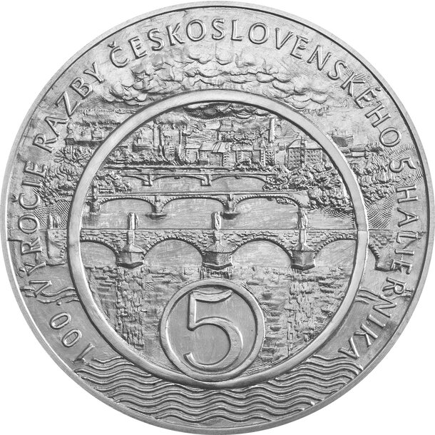 Medaila slovensko 2024 - 100. výročie razby 5 haliernika 1924 - medaila-5hal_striebro-rodium-1