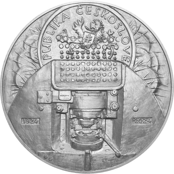 Medaila slovensko 2024 - 100. výročie razby 5 haliernika 1924 - medaila-5hal_striebro-rodium-2