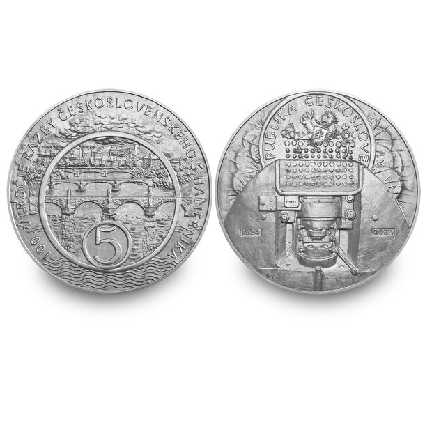 Medaila slovensko 2024 - 100. výročie razby 5 haliernika 1924 - medaila-5hal_striebro-rodium-3
