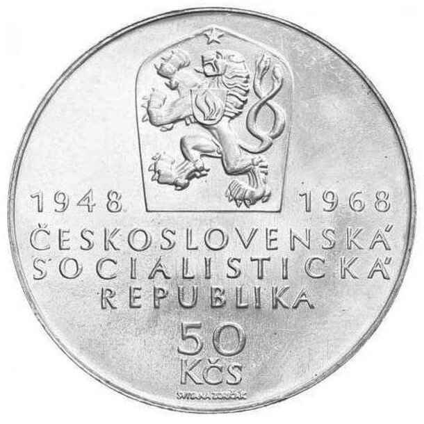 50 kčs československo 1948 - vznik čsr - 50-korun-1968-vznik-csr-2