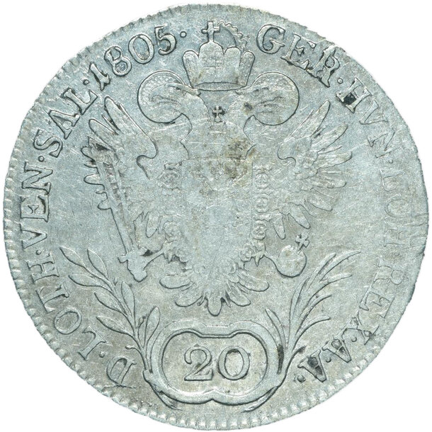 20 grajciar františek ii.1805 b - 20-kreuzer-1805-b-frantisek-ii-8