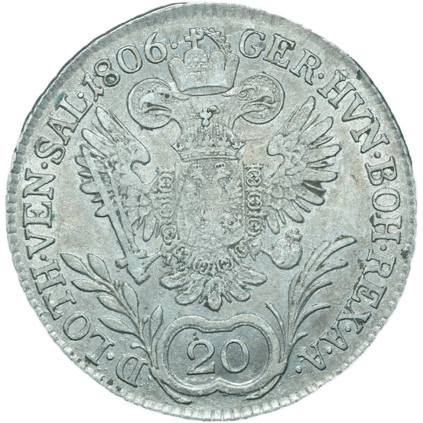 20 grajciar františek ii.1806 b - 20-kreuzer-1806-b-frantisek-ii-4
