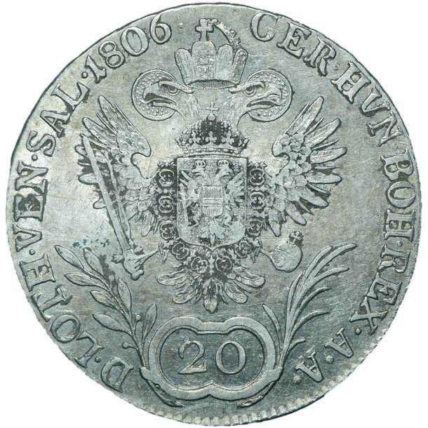 20 grajciar františek ii.1806 c - 20-kreuzer-1806-c-frantisek-ii-5