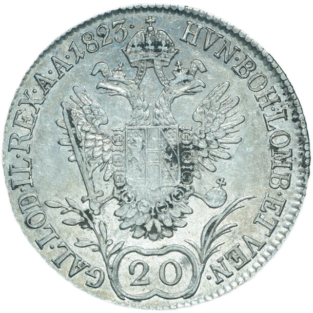 20 grajciar františek ii.1823 a - 20-kreuzer-1823-a-frantisek-ii-2