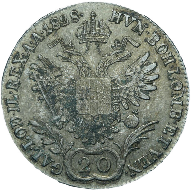 20 grajciar františek ii.1828 a - 20-kreuzer-1828-a-frantisek-ii-2
