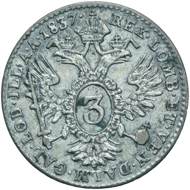 3 grajciar ferdinand v. 1837 a - 3 Grajciar Ferdinand V. 1837 A-2