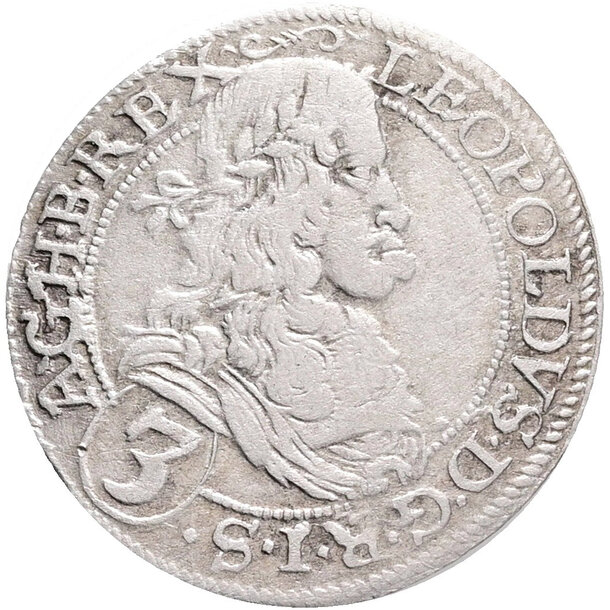 3 grajciar leopold i. 1668 viedeň (w) - 3 Grajciar Leopold I. 1668 Viedeň W-1