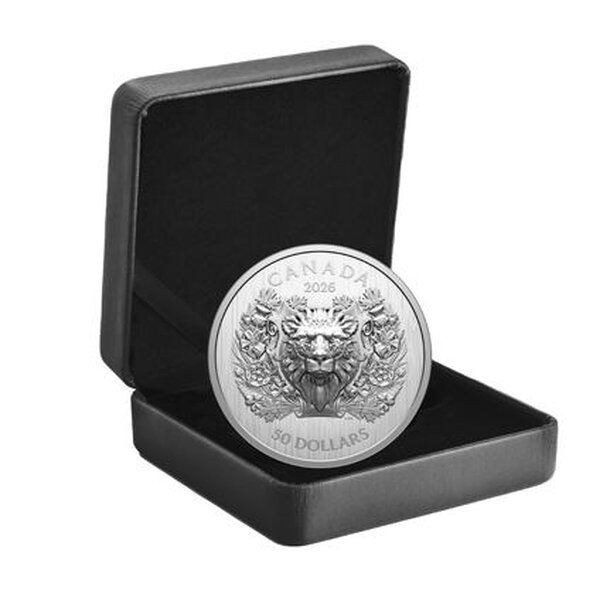 50 dollars kanada 2026 - heraldický lev - proof - 50-dollars-heraldic-lion-7