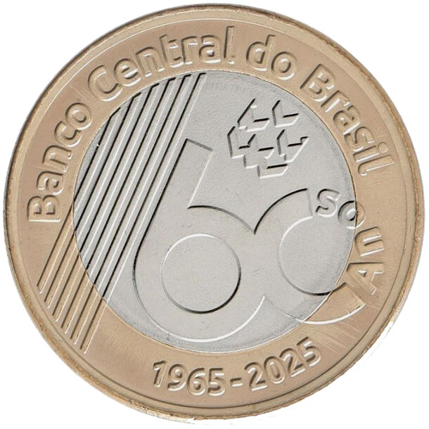 1 real brazília 2025 - 60 rokov centrálnej banky - 1 Real Brazília 2025 - 60 rokov centrálnej banky-1