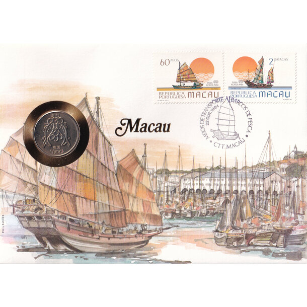 Numizmatická obálka macao 1983 - Numizmatická obálka Macao 1983-1