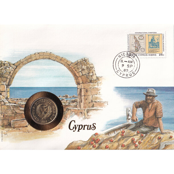 Numizmatická obálka cyprus 1983 - Numizmatická obálka Cyprus 1983-3