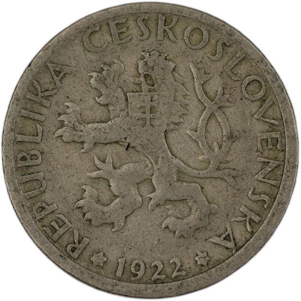 1 koruna československo 1922 - 1 Koruna ČSR 1922 5-2