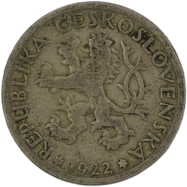 1 koruna československo 1922 - 1 Koruna ČSR 1922 7-2