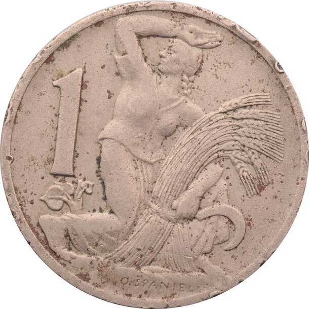 1 koruna československo 1938 - 1-koruna-1938-1