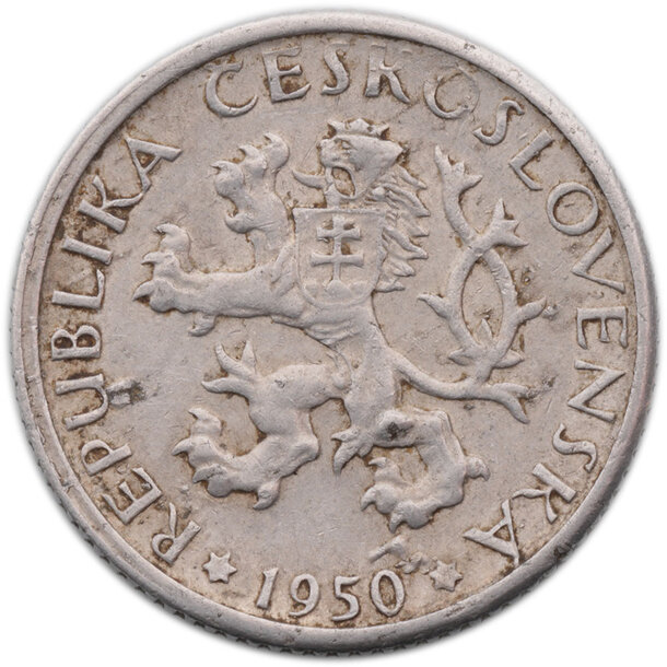 1 koruna československo 1950 - 1-koruna-1950-2