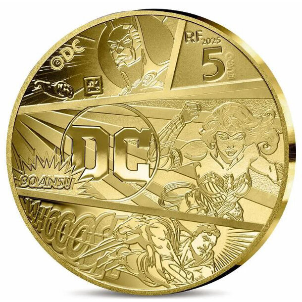 5 euro francúzsko 2025 - dc comics - proof - 5-euro-2025-dc-comics-2