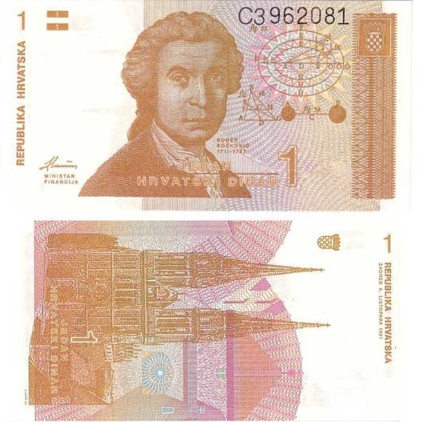 chorvatsko-1-dinar-1991