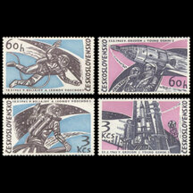 Series of stamps Czechoslovakia 1965 - Voschod 2 and Gemini 3