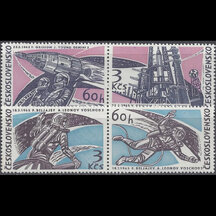 Series of stamps Czechoslovakia 1965 - Voschod 2 and Gemini 3 (connectors)