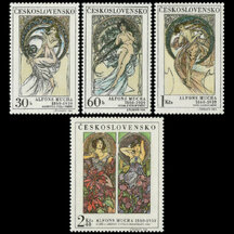 Series of Stamps Czechoslovakia 1969 - Art of A. Mucha
