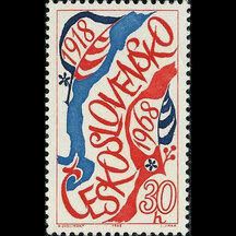 Stamp Czechoslovakia 1968 - 50 years of the Czechoslovak Republic