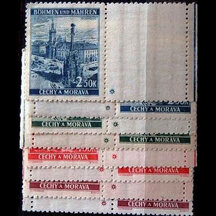 Series of stamps Protectorate of Bohemia and Moravia 1939 - Landscapes (coupons) L+P cross