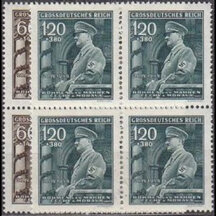 Series of stamps Protectorate of Bohemia and Moravia 1944 - Birthday of A. Hitler (blocks of four)