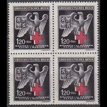 Stamp Protectorate of Bohemia and Moravia 1943 - 120 h Red Cross (blocks of four)