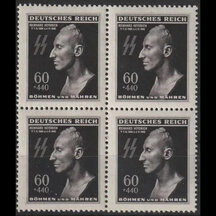 Stamp Protectorate of Bohemia and Moravia 1943 - 60 h R. Heydrich (block of four)